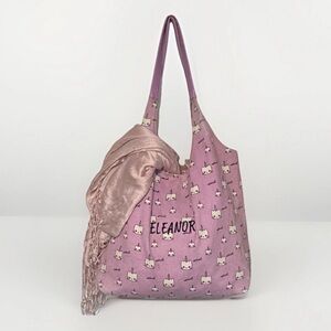 Pink Cat Print Tote Bag